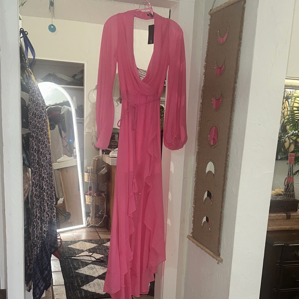 Fashion Nova Vibrant Pink Long Sleeve Dress